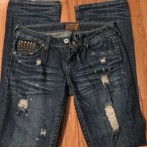 YNO studded distressed jeans